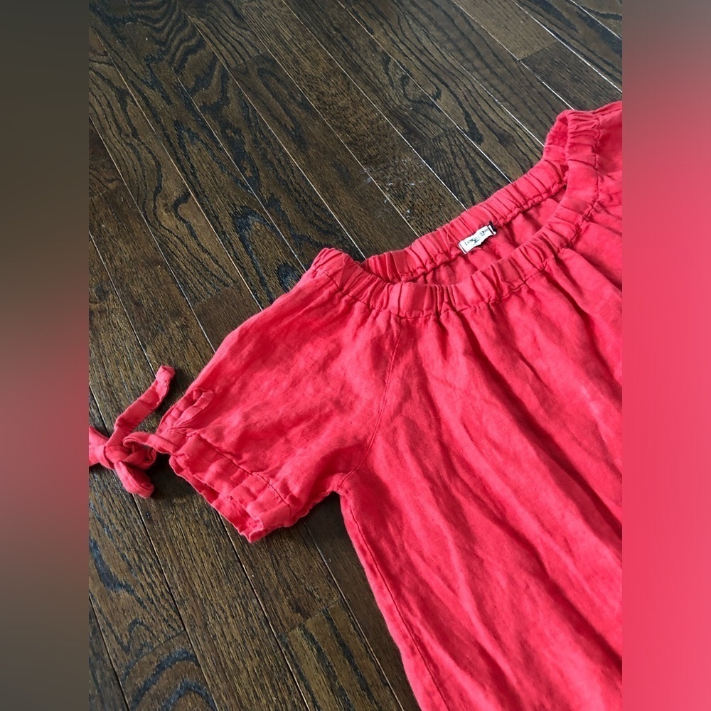 Lungo L’Arno Women’s M 100% Linen Boat Neck Short-Sleeve Coral Pink Dress - VGUC - Picture 5 of 10
